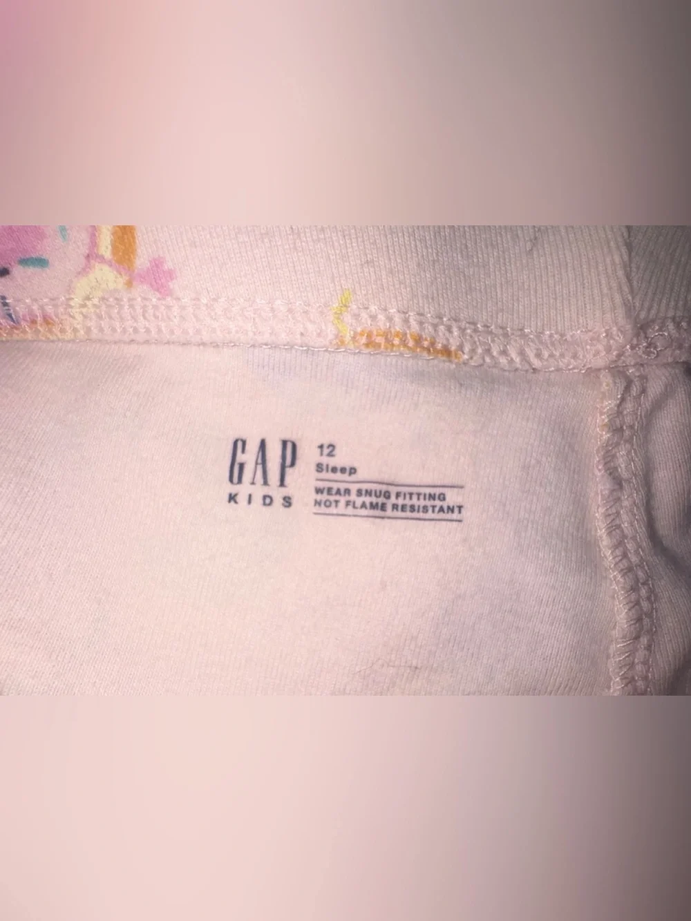 GAP Pink Kids Sleep Pajama Set with Multicolor Donut Print size 12